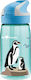 Laken Penguin Παιδικό Παγούρι Πλαστικό με Καλαμάκι Γαλάζιο 450ml