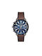 Diesel Griffed Mini Watch Battery with Brown Leather Strap