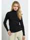 BodyTalk Women's Blouse Cotton Long Sleeve Turtleneck Black