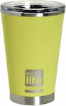 Ecolife Coffee Cup Glas Thermosflasche Rostfreier Stahl BPA-frei Gelb 370ml mit Mundstück