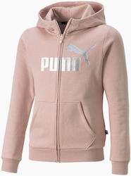 Puma Girls Athleisure Hooded Sweatshirt with Zipper Pink