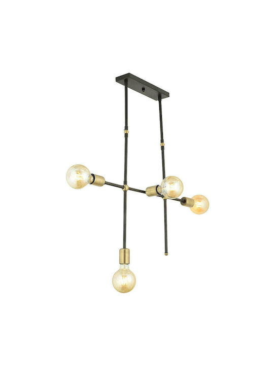 ArteLibre Lu Pendant Chandelier for 4 Bulbs E27 Black