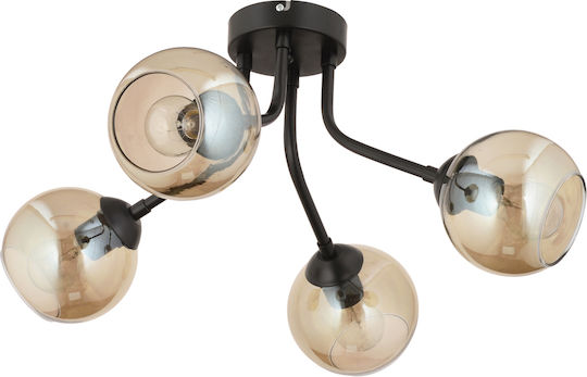 ArteLibre Dav Black Ceiling Light Ball For 4 Bulbs E27 66x32cm