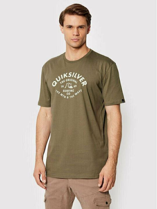 Quiksilver Script Talk Front Ανδρικό T-shirt Πράσινο με Στάμπα