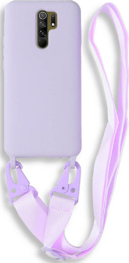 Bodycell Back Cover Σιλικόνης με Λουράκι Violet (Redmi 9)