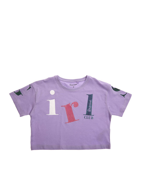 Kinder-Crop-Top Kurzarm Lila