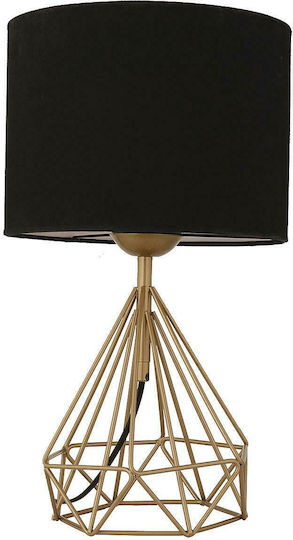 ArteLibre Bie Metal Table Lamp for Socket E27 with Black Shade and Gold Base