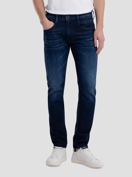 Anbass Men's Jeans Pants Elastic with Slim Fit Navy Blue