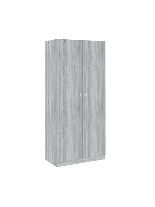 Double-Leaf Door Wardrobe Gray 90x52x200cm