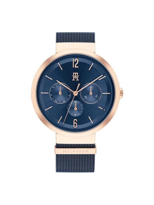 Tommy Hilfiger Lidia Uhr Chronograph mit Blau Metallarmband