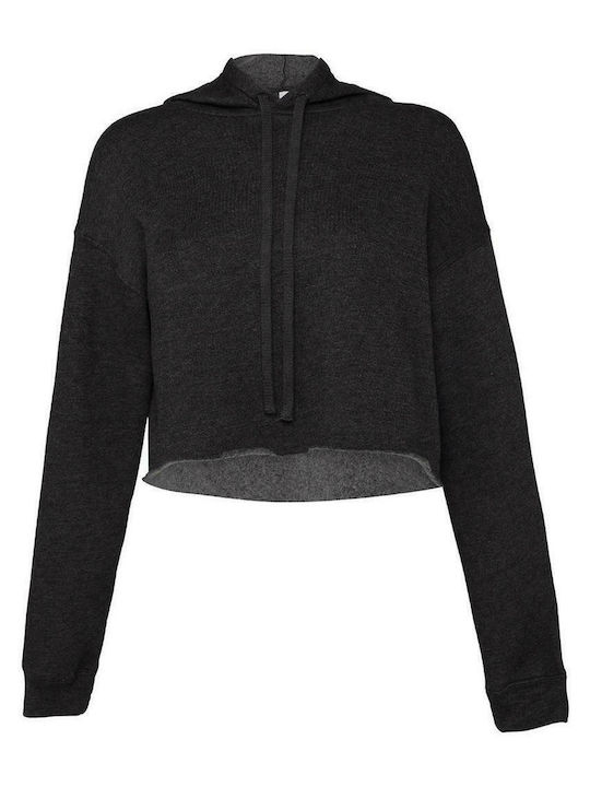 Γυναικεία περικομμένη μπλούζα | Women`s Cropped Fleece Hoodie | 7502 Dark Grey Heather