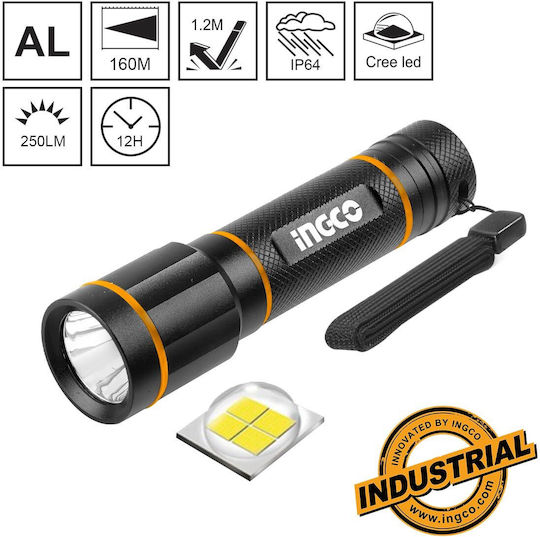 Ingco Taschenlampe LED IPX4 mit maximaler Helligkeit 250lm 3Stück