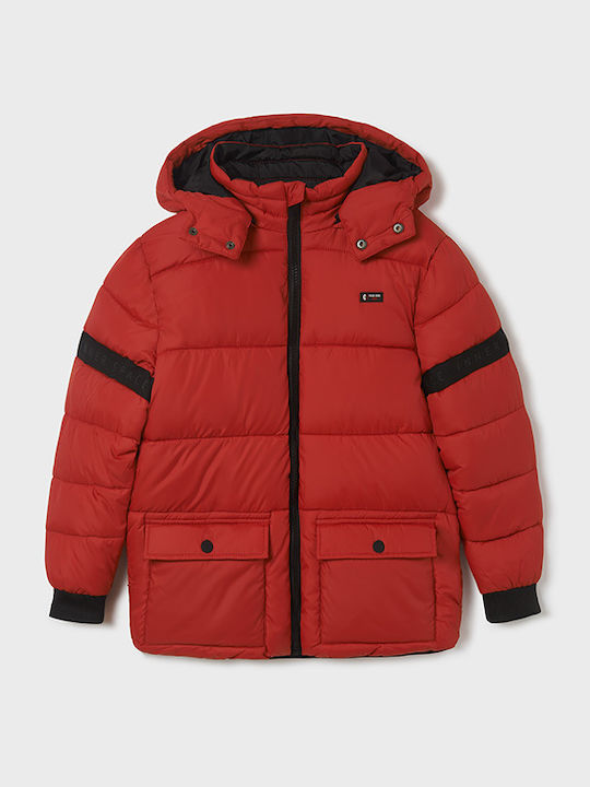 Kids' Quilted Jacket Short with Hood Red