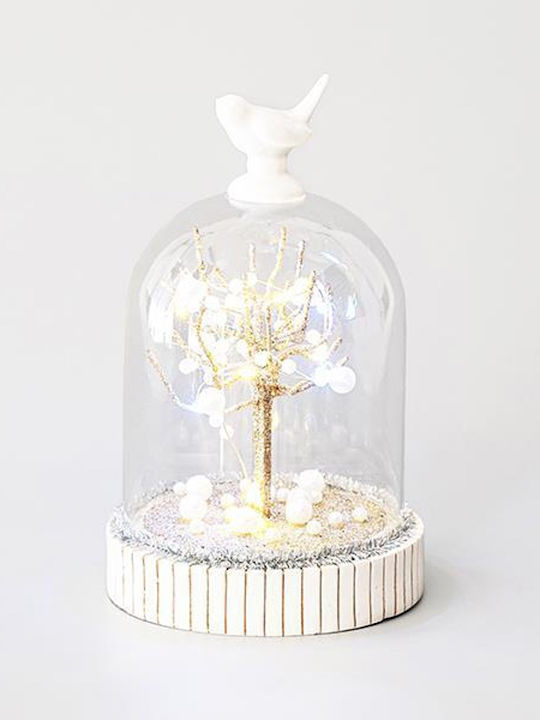 Christmas Snowball Illuminated 11.6x11.6x18cm Cage with Bird