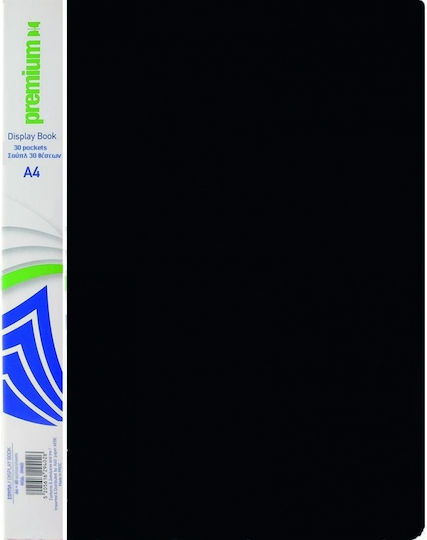 A&G Paper Clipboard Flexible with 30 plastic sleeves Slides for Paper A4 Black 1pcs