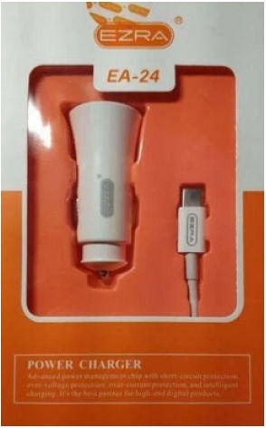 Ezra Auto-Ladegerät 2.4A mit Anschlüssen: 2xUSB mit Kabel Mikro-USB Weiß Farbe
