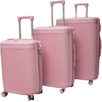 Forecast LSDQ-04 Travel Suitcases Hard Pink Maximum Height 75cm with 4 Wheels Set of 3pcs