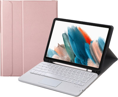 10.5 X200 X205 Flip Cover με Πληκτρολόγιο Ροζ Χρυσό (Galaxy Tab A8)