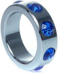 Boss Of Toys Metal Cock Ring With Dark Blue Diamonds Small