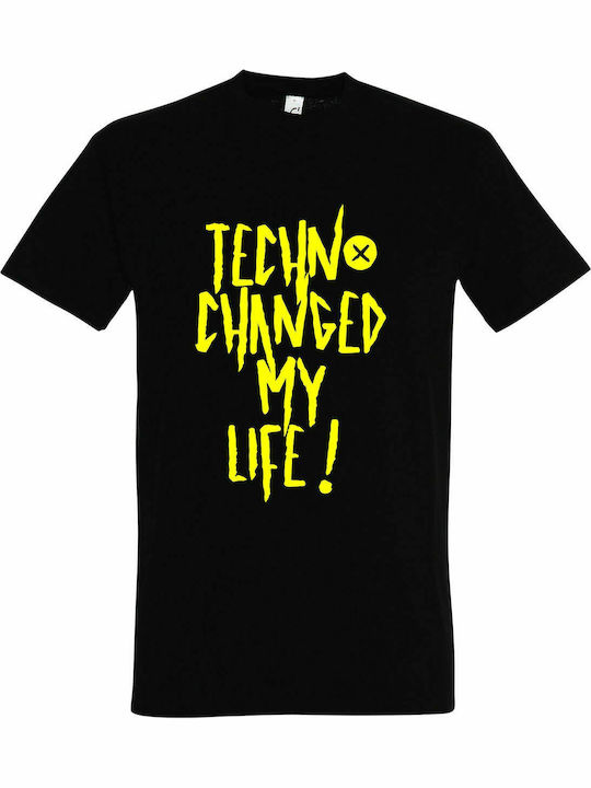 Tricou unisex, " Muzica Techno mi-a schimbat viața ", negru