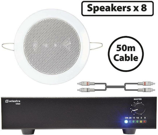 Adastra 8*EC36V+US60 Σετ Ηχεία Εγκαταστάσεων 60W Μαύρα