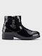 Mayoral Kids Patent Leather Boots with Zipper Black