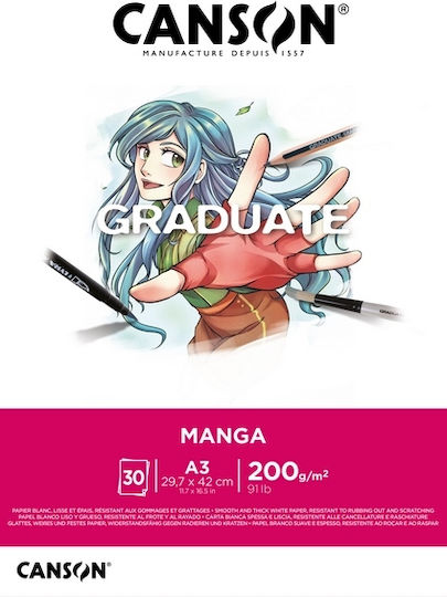 Canson Watercolour Pad Graduate Manga A3 29.7x42cm 30 Sheets