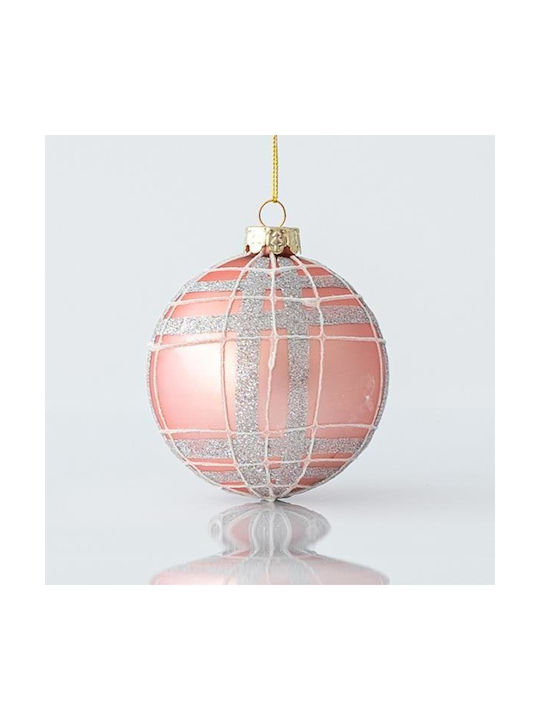 Eurolamp Weihnachtshänger Kugel Ornament Glas Rosa mit Goldstaub Set 4Stück