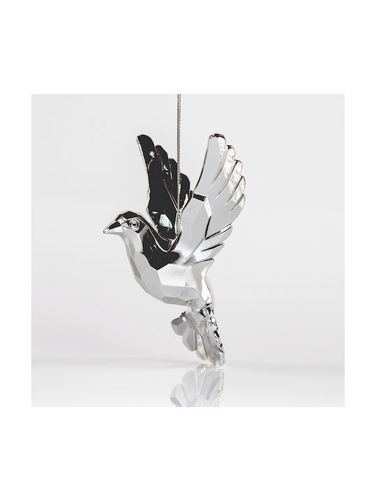 Ornament suspendat Pasăre Argintiu 7.6x10.2buc