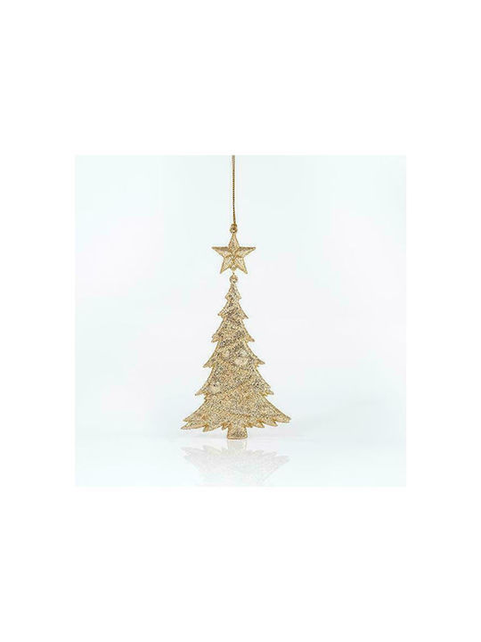Hängendes Ornament Baum Acryl Gold mit Glitzer ...