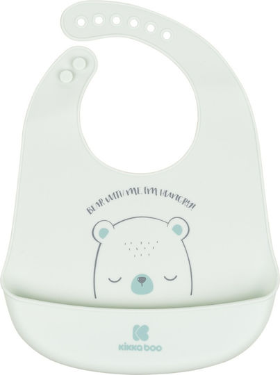 Kikka Boo Αδιάβροχη Σαλιάρα Σιλικόνης με Κουμπί Bear With Me με Τσέπη