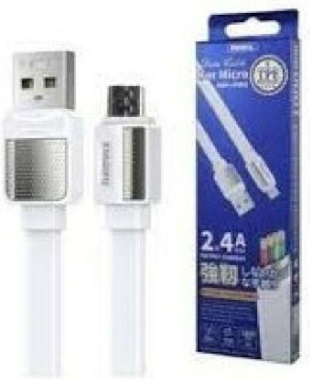 Remax Braided / Flat USB 2.0 to micro USB Cable Λευκό 1m (RC-154M White)