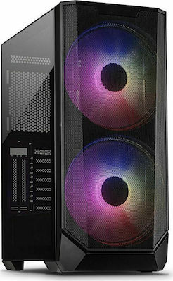 Inter-Tech IT-3503 Airstream Gaming Voller Turm Computergehäuse mit RGB-Beleuchtung Schwarz