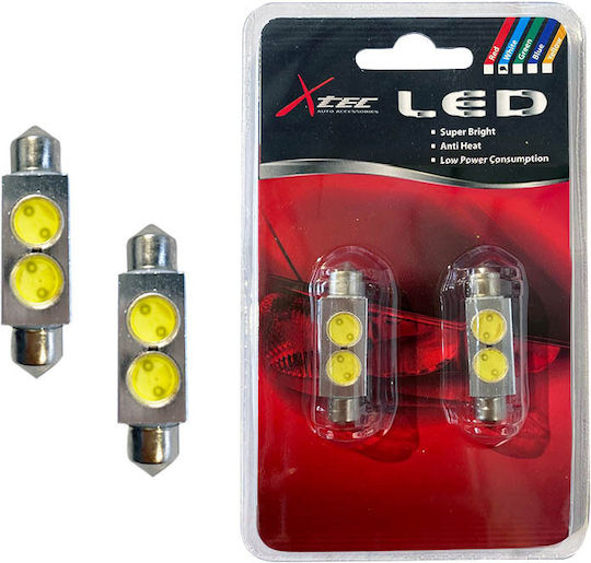 Xtec Λάμπες Αυτοκινήτου & Μοτοσυκλέτας C5W LED 6000K Ψυχρό Λευκό 12V 3W 2τμχ