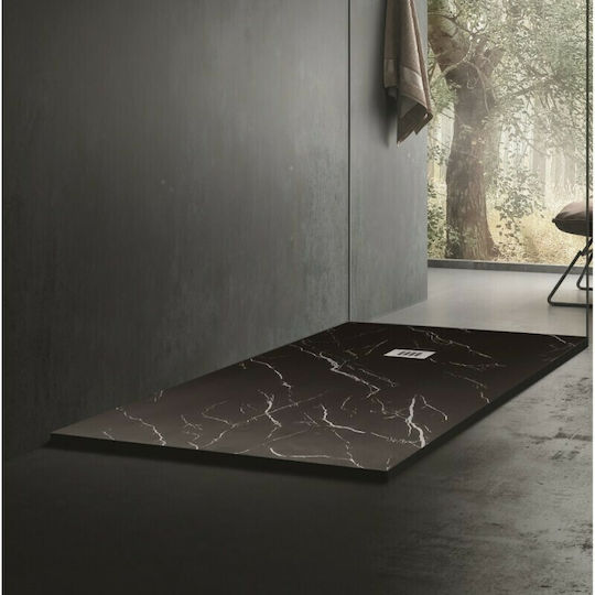 Inter Ceramic Ορθογώνια Κεραμική Ντουζιέρα 100x80cm Μαύρη