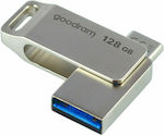 GoodRAM ODA3 128GB USB 3.2 Stick cu conexiune USB-A & USB-C Argint