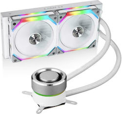 Lian Li Galahad 240 AIO v2 Wasserkühlung für Prozessor Doppelter Ventilator 120mm für Sockel AM4/AM5/1700/1200/115x mit RGB Beleuchtung Silber