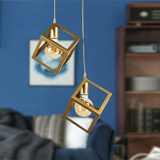 Megapap Thora Висящо Осветително Тяло Златист Мрежа с Цокъл E27 22x22x70см.