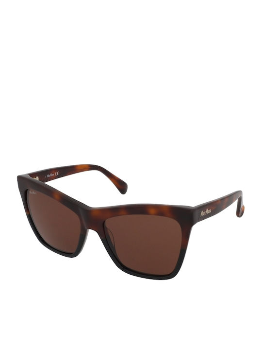 Max Mara Woman Sunglasses with Brown Tartaruga Horn-Rimmed Frame and Brown Lens MM 0008 56E