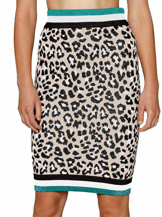 Midi Fustă Leopard Verde