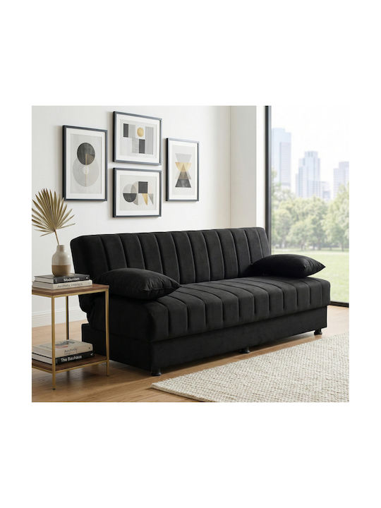 Andri Dreisitzer Sofa Bett mit Stauraum Schwarz...