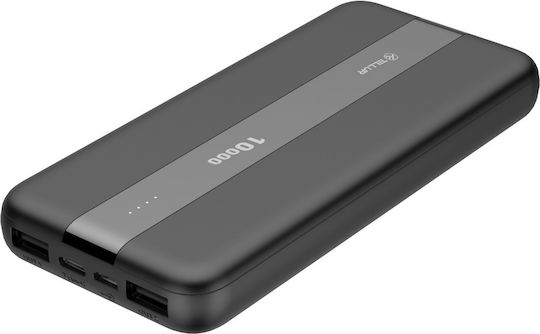 Tellur PBC103 Power Bank 10000mAh με 2 Θύρες USB-A και Θύρα USB-C Μαύρο