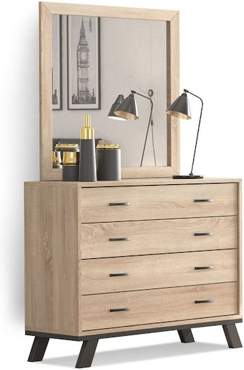 Bodenstehende Schminktisch Schlafzimmer N69 aus Massivholz Latte mit Spiegel 93.5x44.5x88cm