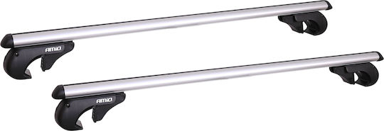 AMiO Bare de Acoperiș din Aluminiu 135 cm Universal 2008 2008 pentru Mașini cu Bare de Acoperiș Originale cu Picioare pentru Portbagaj de Acoperiș și Blocare Argintii