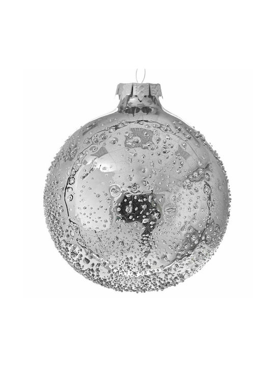 Iliadis Weihnachtshänger Kugel Ornament Glas Silber 10cm Set 4Stück