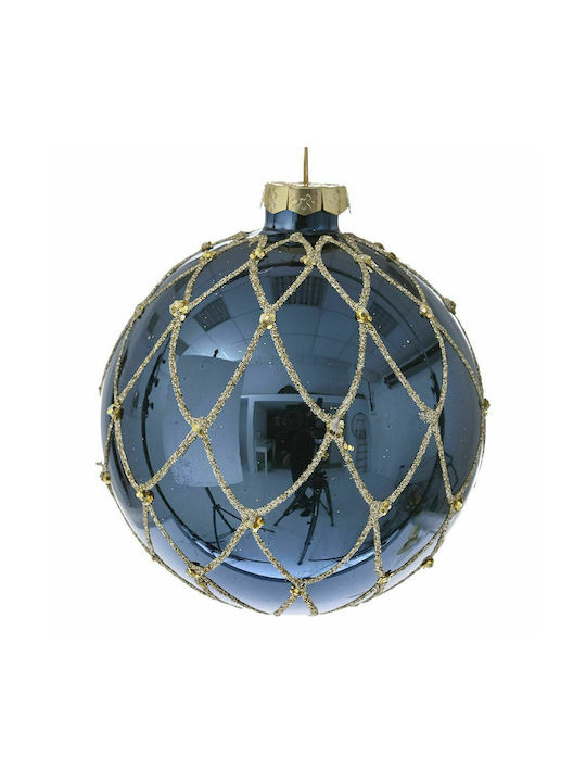 Iliadis Christmas Glass Ball Ornament Blue 10x10cm 4pcs