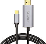 Savio CL-171 HDMI 2.0 Кабел HDMI мъжки - USB-C мъжки 2м сребърен