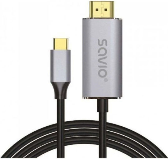 Savio CL-171 HDMI 2.0 Premium Високоскоростен 4K 60Hz HDR HDMI Кабел HDMI Мъжки - USB-C Мъжки 2м Сребрист