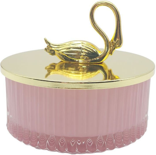 Faitakis Pack Vintage Glass Sweet Jar with Lid Swan Pink 10.5x10.5x8cm