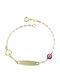 Kids Gold ID Bracelet 9K with Evil Eye for Girl P-40883